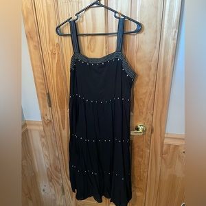 Old Navy, Calf-Length Dress, Black with white accents throughout, Size Large